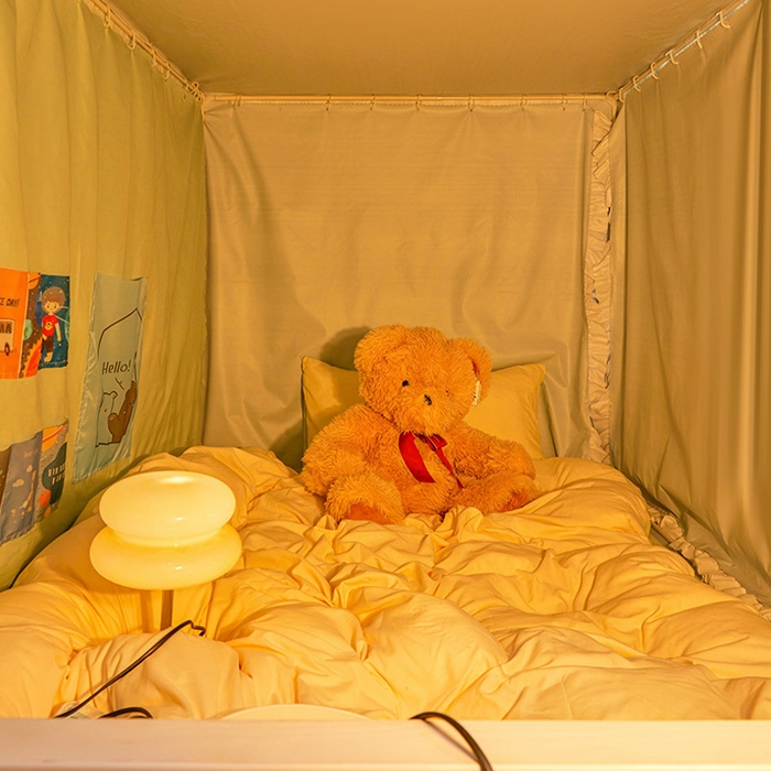 91家纺网 家纺一手货源 找家纺 安金蚊帐 2025新款防蚊遮光一体99%强遮光宿舍上下铺遮光学生蚊帐格子花边 小香条格-绿