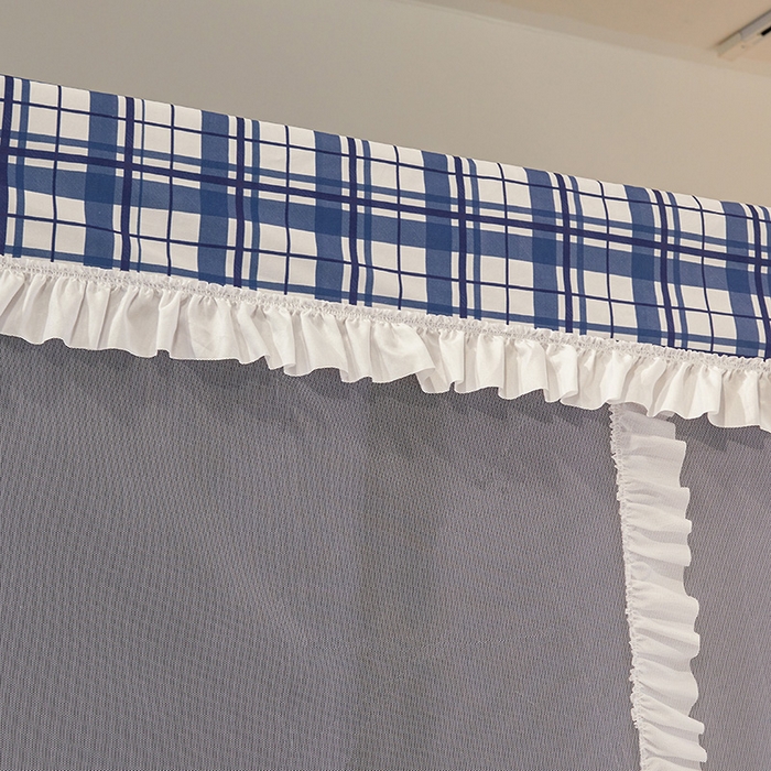 91家纺网 家纺一手货源 找家纺 安金蚊帐 2025新款防蚊遮光一体99%强遮光宿舍上下铺遮光学生蚊帐格子花边 小香条格-藏蓝