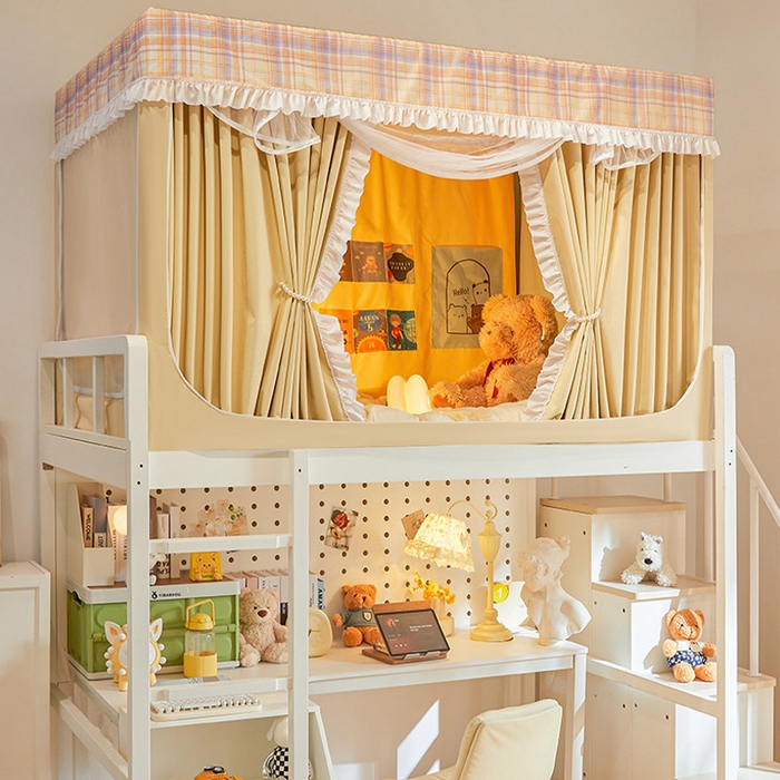 安金蚊帐 2025新款防蚊遮光一体99%强遮光宿舍上下铺遮光学生蚊帐格子花边 小香条格-黄