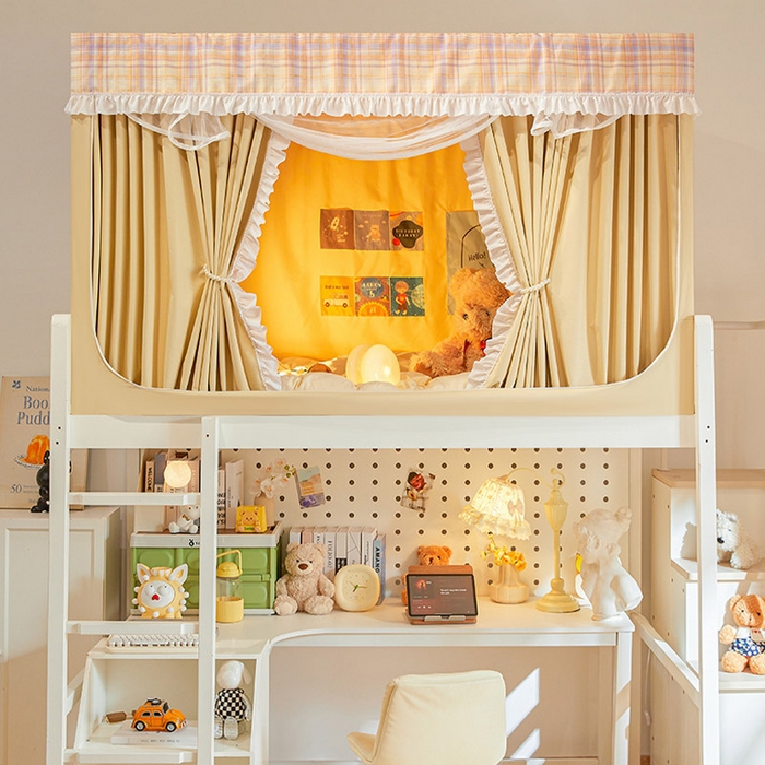 91家纺网 家纺一手货源 找家纺 安金蚊帐 2025新款防蚊遮光一体99%强遮光宿舍上下铺遮光学生蚊帐格子花边 小香条格-黄