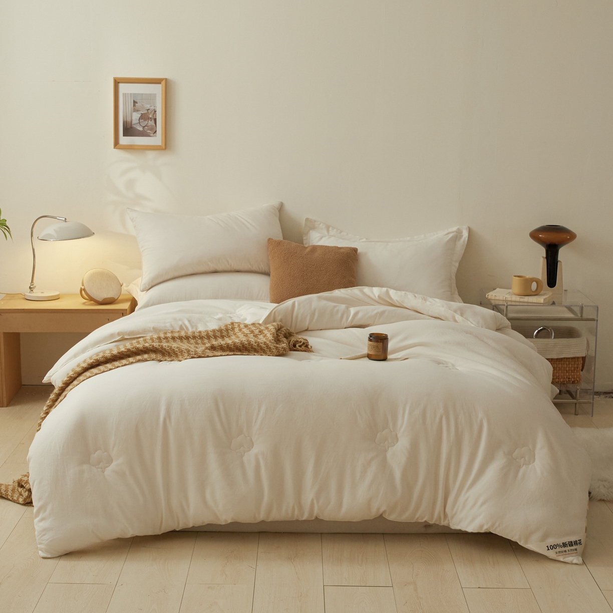 91家纺网 家纺一手货源 找家纺 样样红被业 2025新款A类50%棉花被夏被春秋被冬被四季被子被芯 白色