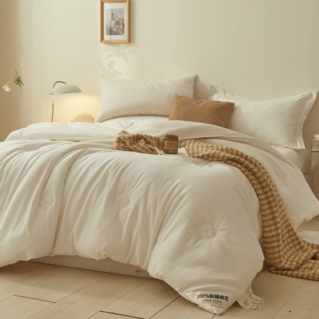 91家纺网 家纺一手货源 找家纺 样样红被业 2025新款A类50%棉花被夏被春秋被冬被四季被子被芯 白色