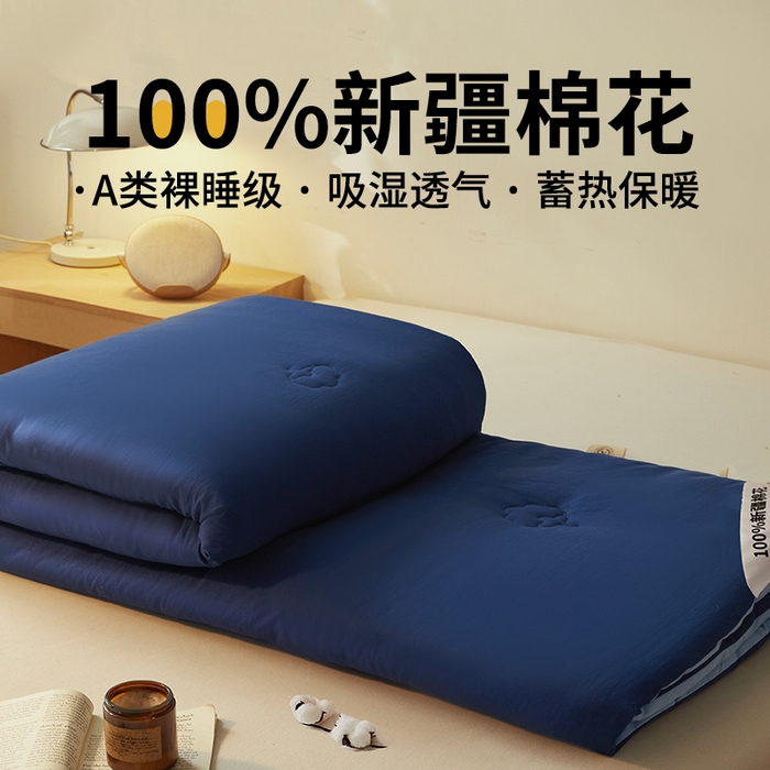 91家纺网 家纺一手货源 找家纺 样样红被业 2025新款A类50%棉花被夏被春秋被冬被四季被子被芯 深蓝色