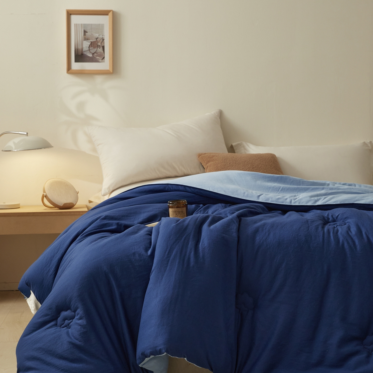 91家纺网 家纺一手货源 找家纺 样样红被业 2025新款A类50%棉花被夏被春秋被冬被四季被子被芯 深蓝色