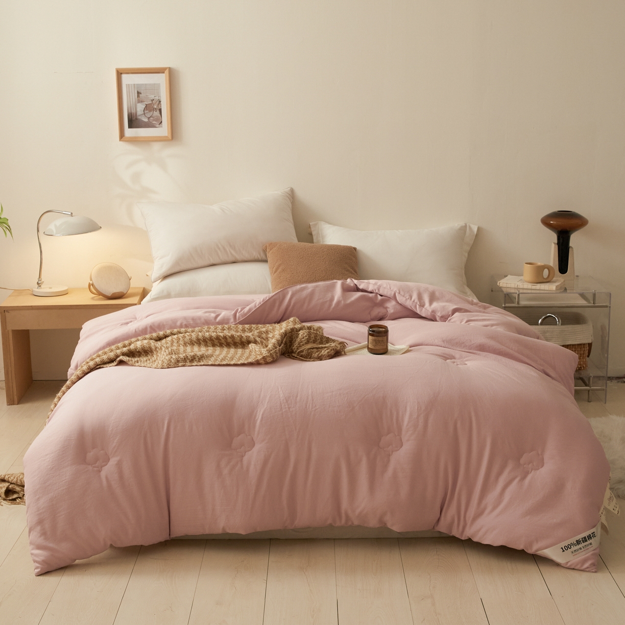 91家纺网 家纺一手货源 找家纺 样样红被业 2025新款A类50%棉花被夏被春秋被冬被四季被子被芯 粉色