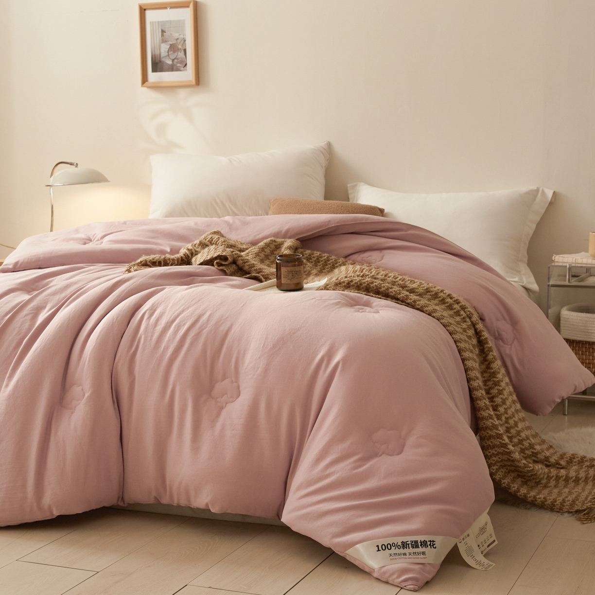91家纺网 家纺一手货源 找家纺 样样红被业 2025新款A类50%棉花被夏被春秋被冬被四季被子被芯 粉色