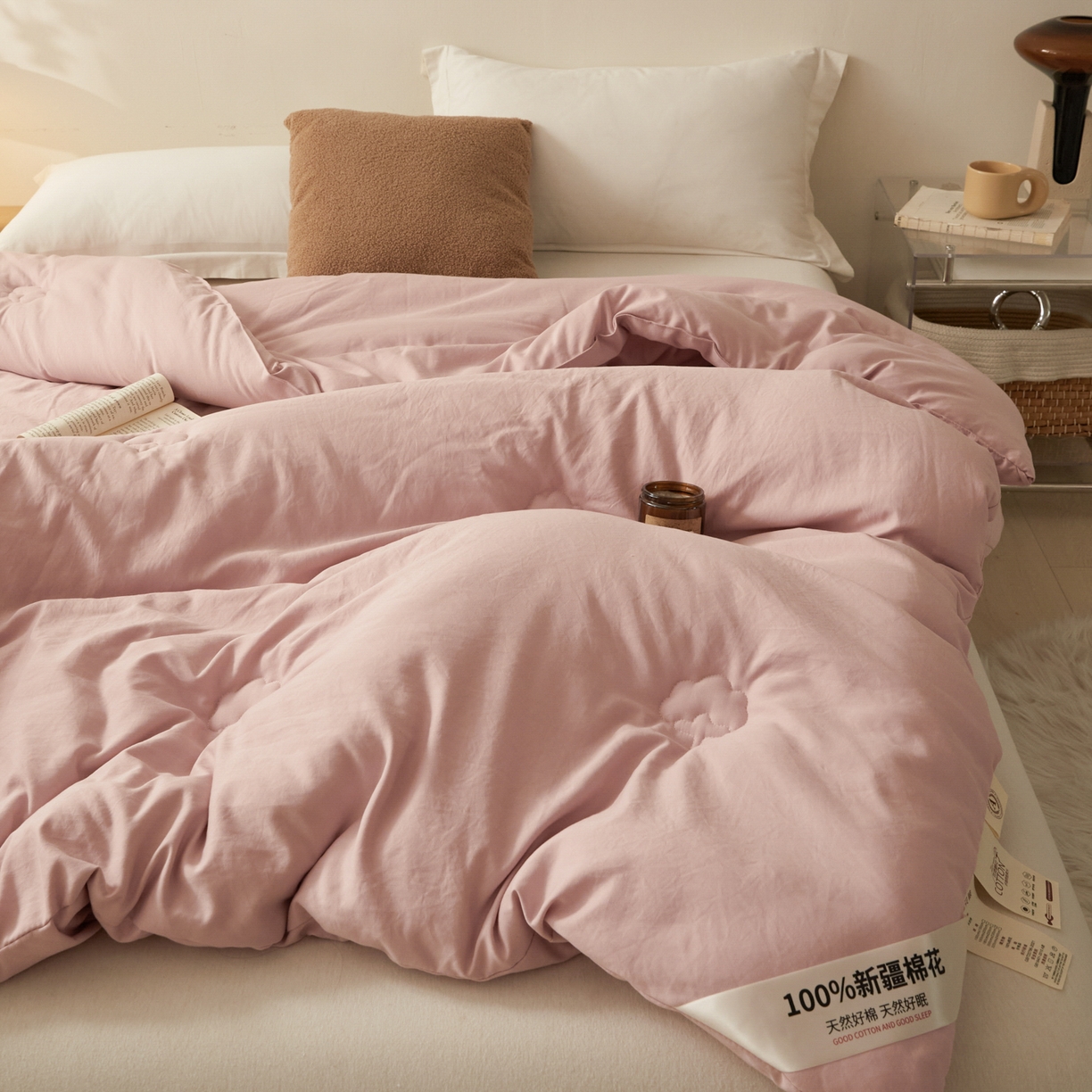 91家纺网 家纺一手货源 找家纺 样样红被业 2025新款A类50%棉花被夏被春秋被冬被四季被子被芯 粉色