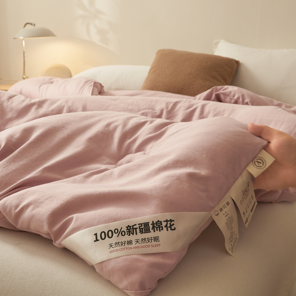 91家纺网 家纺一手货源 找家纺 样样红被业 2025新款A类50%棉花被夏被春秋被冬被四季被子被芯 粉色