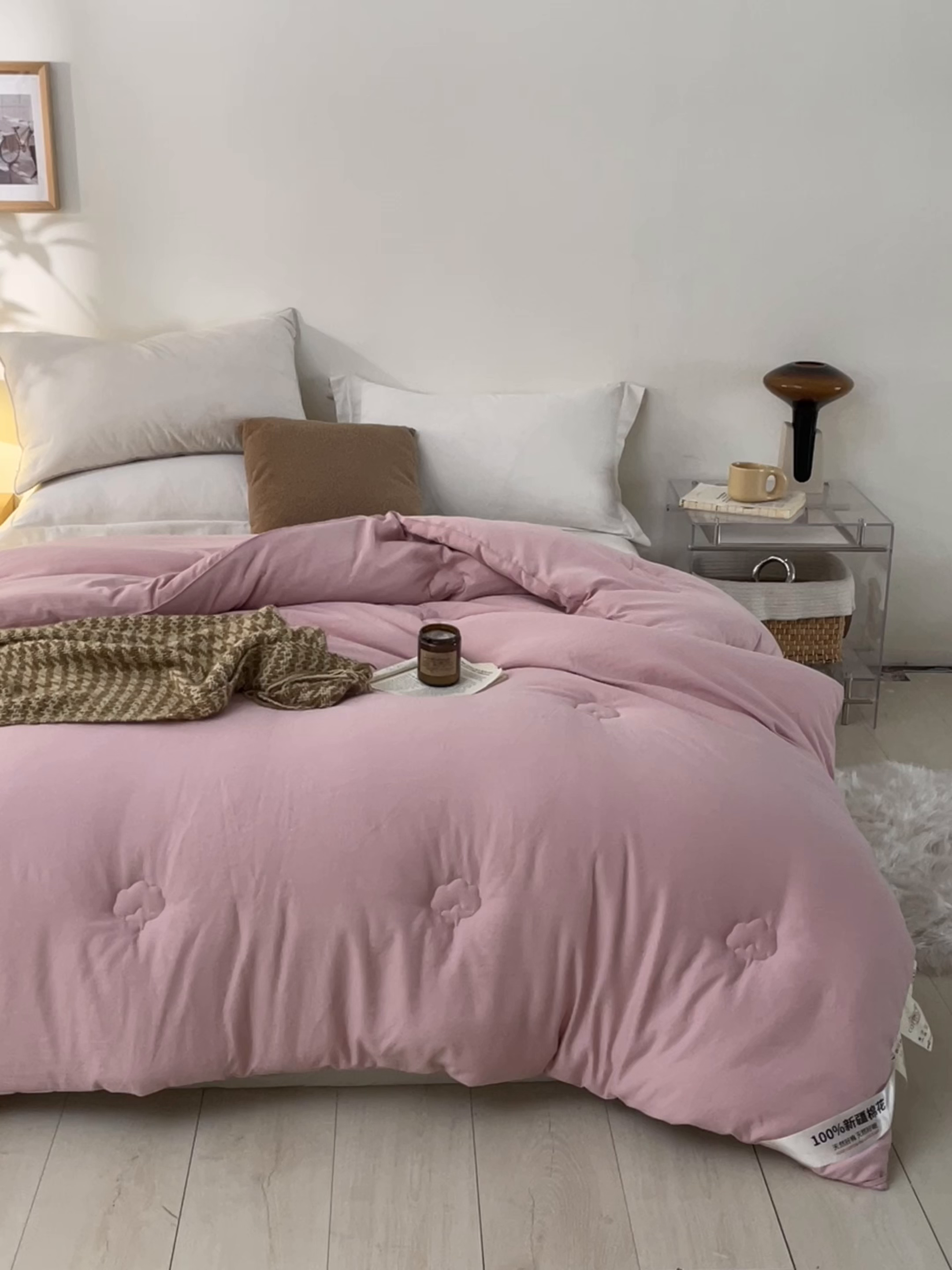 91家纺网 家纺一手货源 找家纺 样样红被业 2025新款A类50%棉花被夏被春秋被冬被四季被子被芯 粉色