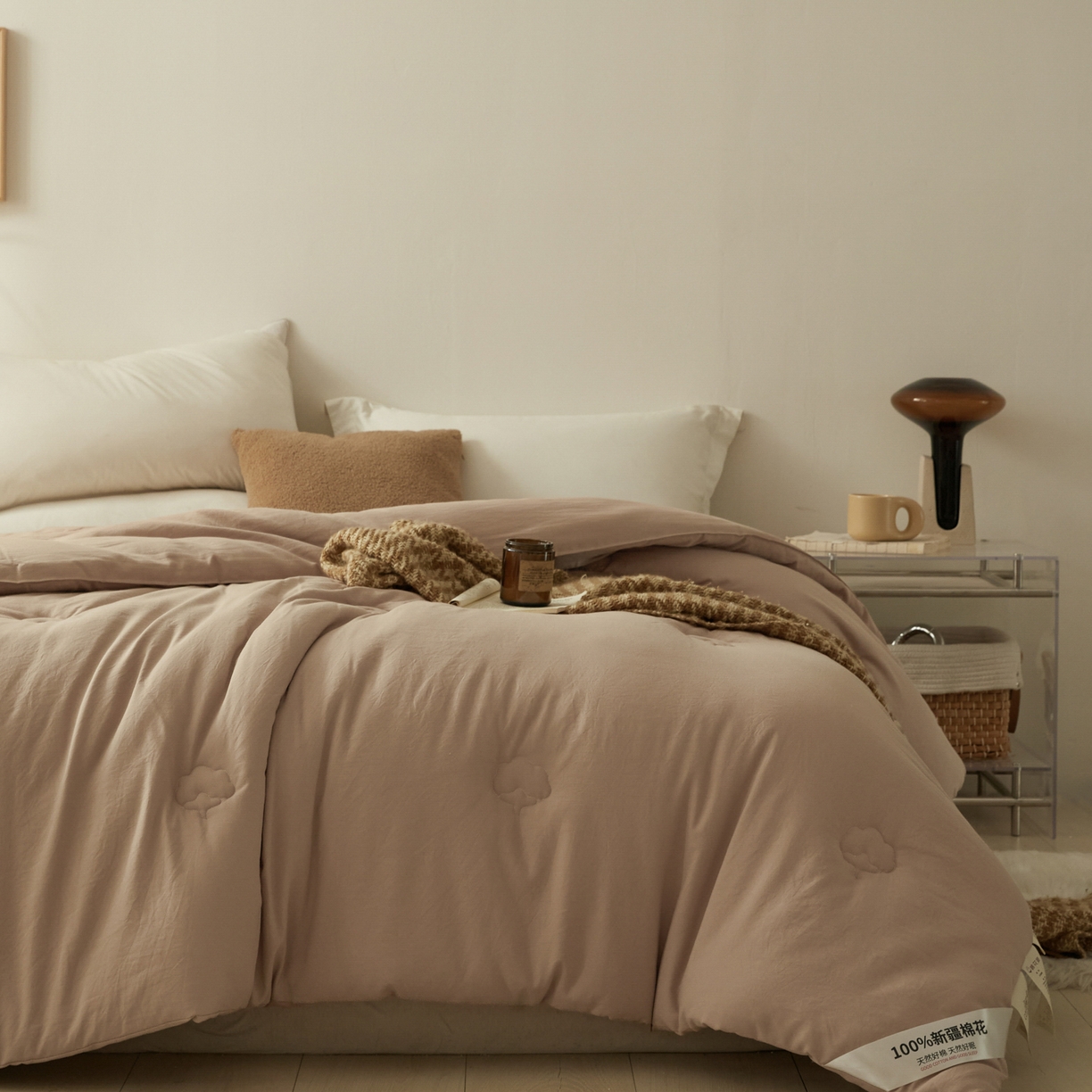 91家纺网 家纺一手货源 找家纺 样样红被业 2025新款A类50%棉花被夏被春秋被冬被四季被子被芯 驼色