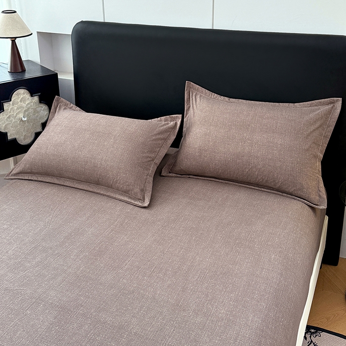 91家纺网 家纺一手货源 找家纺 梦舒羽 2025新款原麻床笠机洗家用防滑透气四季款床罩床垫床单保护套 慕斯咖