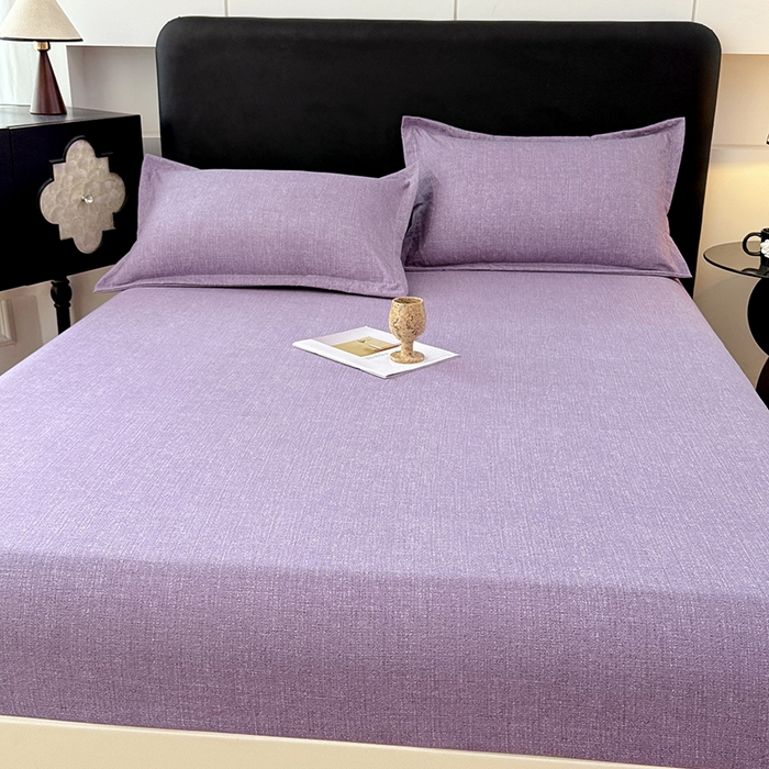 91家纺网 家纺一手货源 找家纺 梦舒羽 2025新款原麻床笠机洗家用防滑透气四季款床罩床垫床单保护套 罗兰紫