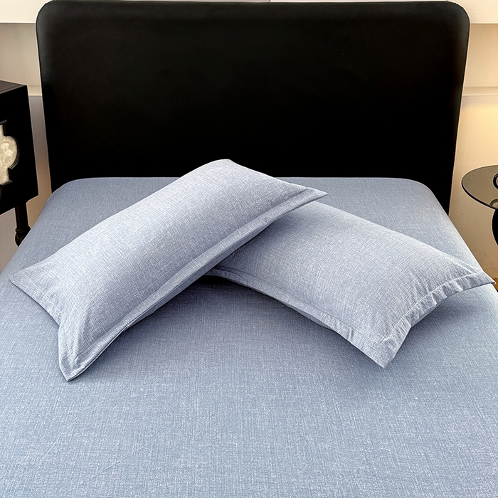 91家纺网 家纺一手货源 找家纺 梦舒羽 2025新款原麻床笠机洗家用防滑透气四季款床罩床垫床单保护套 帝都蓝