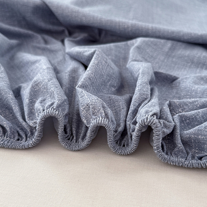 91家纺网 家纺一手货源 找家纺 梦舒羽 2025新款原麻床笠机洗家用防滑透气四季款床罩床垫床单保护套 帝都蓝