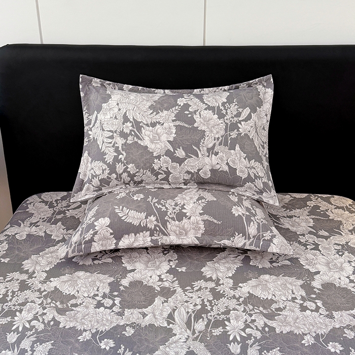 91家纺网 家纺一手货源 找家纺 梦舒羽 2025新款原麻床笠机洗家用防滑透气四季款床罩床垫床单保护套 浮绘花影-白