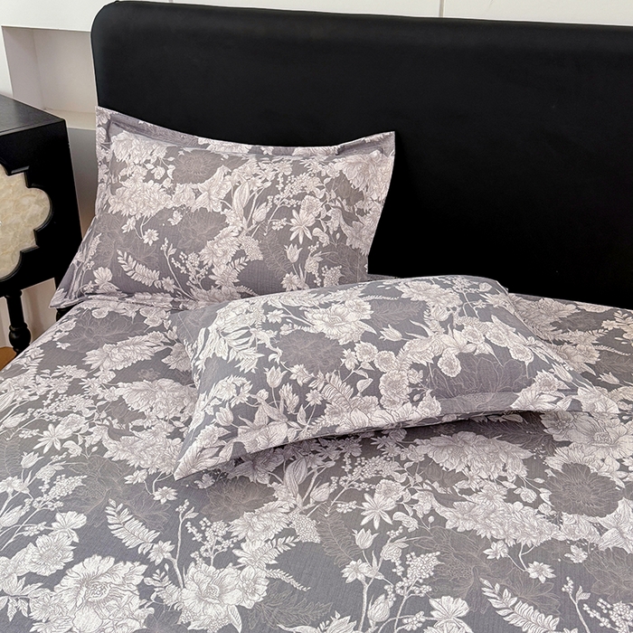 91家纺网 家纺一手货源 找家纺 梦舒羽 2025新款原麻床笠机洗家用防滑透气四季款床罩床垫床单保护套 浮绘花影-白