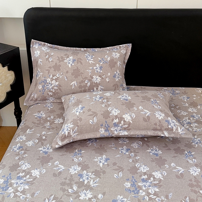 91家纺网 家纺一手货源 找家纺 梦舒羽 2025新款原麻床笠机洗家用防滑透气四季款床罩床垫床单保护套 漫步花丛-蓝