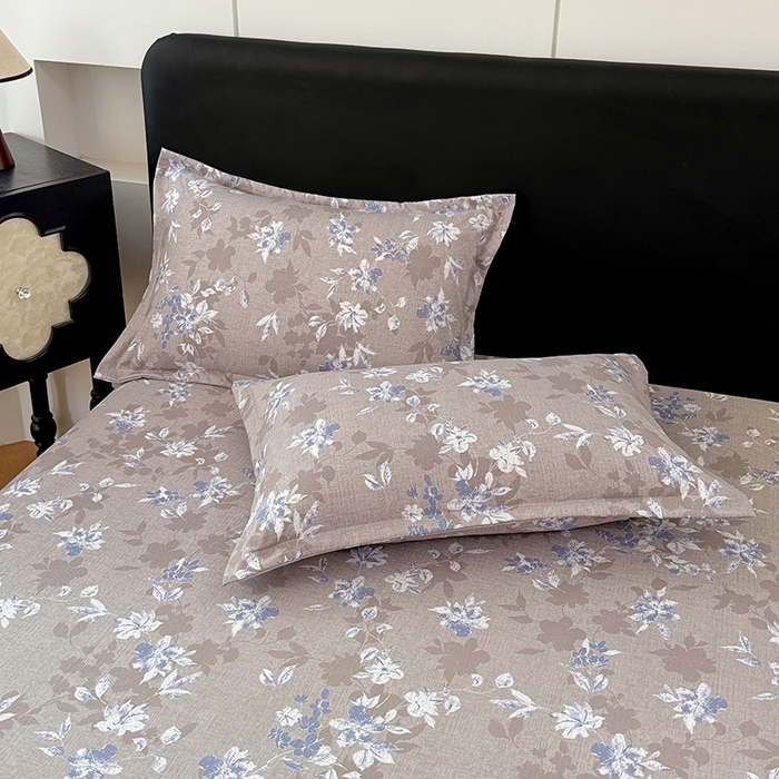 91家纺网 家纺一手货源 找家纺 梦舒羽 2025新款原麻床笠机洗家用防滑透气四季款床罩床垫床单保护套 漫步花丛-蓝
