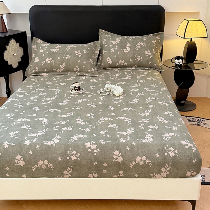 91家纺网 家纺一手货源 找家纺 梦舒羽 2025新款原麻床笠机洗家用防滑透气四季款床罩床垫床单保护套 曼妙花园