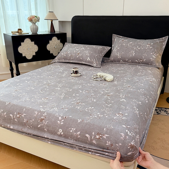 梦舒羽 2025新款原麻床笠机洗家用防滑透气四季款床罩床垫床单保护套 花蕾