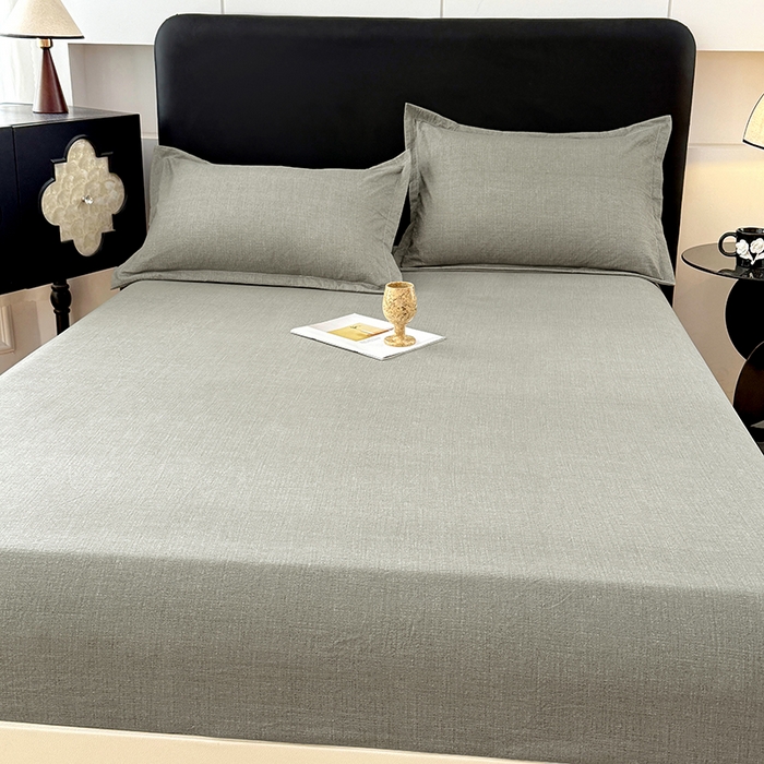 91家纺网 家纺一手货源 找家纺 梦舒羽 2025新款原麻床笠机洗家用防滑透气四季款床罩床垫床单保护套 云杉绿