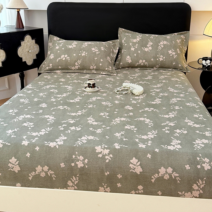 91家纺网 家纺一手货源 找家纺 梦舒羽 2025新款原麻床笠机洗家用防滑透气四季款床罩床垫床单保护套 曼妙花园