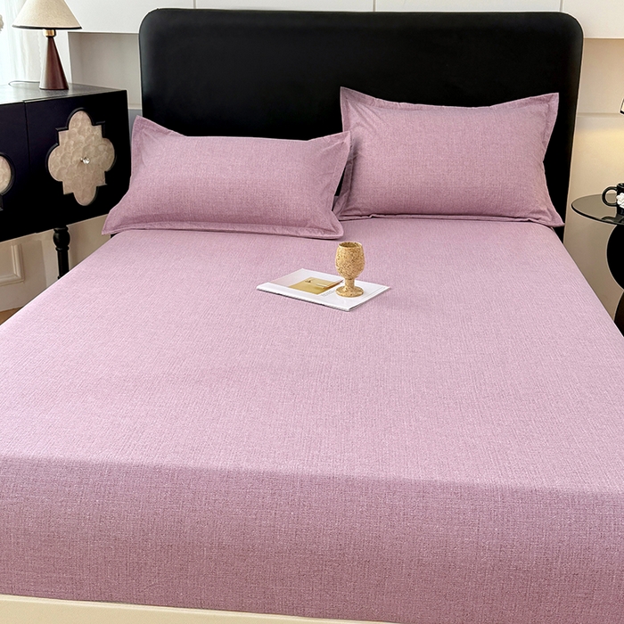 91家纺网 家纺一手货源 找家纺 梦舒羽 2025新款原麻床笠机洗家用防滑透气四季款床罩床垫床单保护套 星野紫