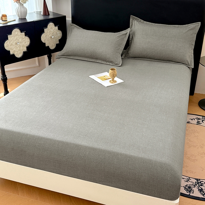 91家纺网 家纺一手货源 找家纺 梦舒羽 2025新款原麻床笠机洗家用防滑透气四季款床罩床垫床单保护套 云杉绿