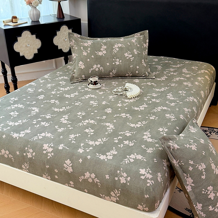 91家纺网 家纺一手货源 找家纺 梦舒羽 2025新款原麻床笠机洗家用防滑透气四季款床罩床垫床单保护套 曼妙花园