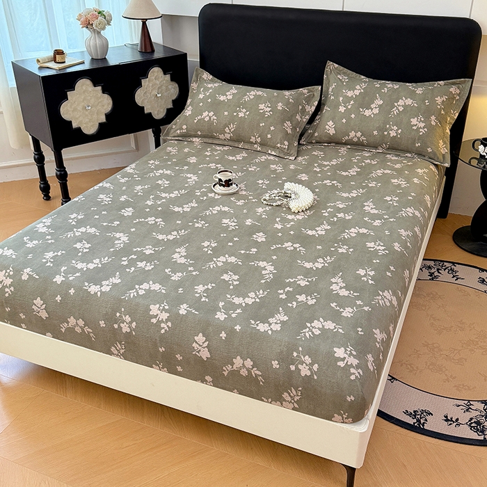 91家纺网 家纺一手货源 找家纺 梦舒羽 2025新款原麻床笠机洗家用防滑透气四季款床罩床垫床单保护套 曼妙花园