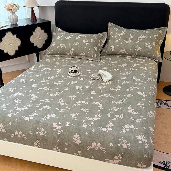 91家纺网 家纺一手货源 找家纺 梦舒羽 2025新款原麻床笠机洗家用防滑透气四季款床罩床垫床单保护套 曼妙花园