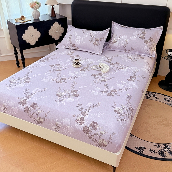 91家纺网 家纺一手货源 找家纺 梦舒羽 2025新款原麻床笠机洗家用防滑透气四季款床罩床垫床单保护套 春风序