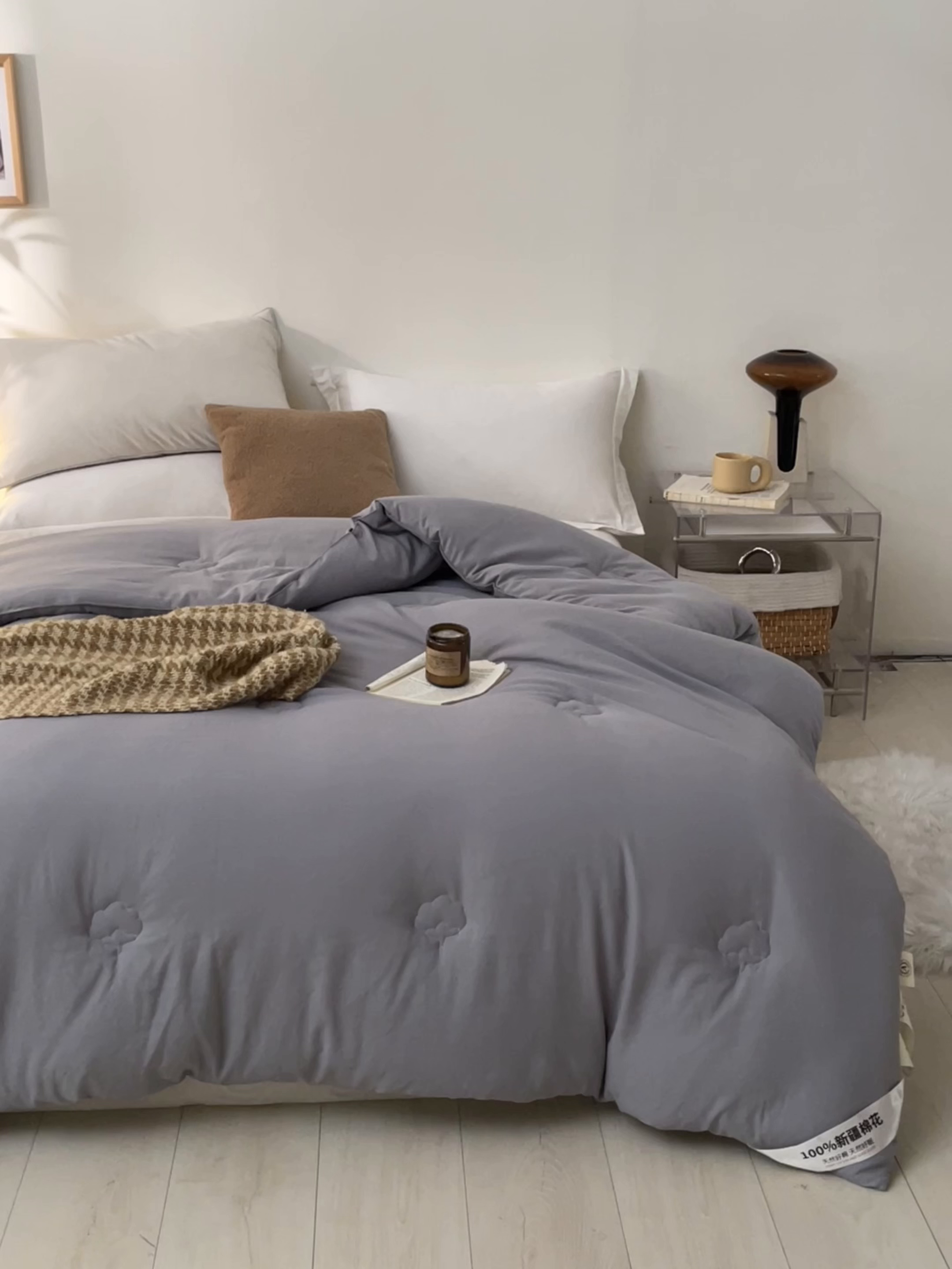 91家纺网 家纺一手货源 找家纺 样样红被业 2025新款A类50%棉花被夏被春秋被冬被四季被子被芯 灰色