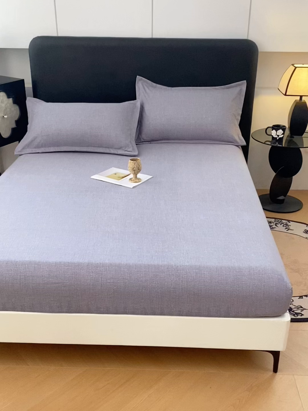 91家纺网 家纺一手货源 找家纺 梦舒羽 2025新款原麻床笠机洗家用防滑透气四季款床罩床垫床单保护套 罗兰紫