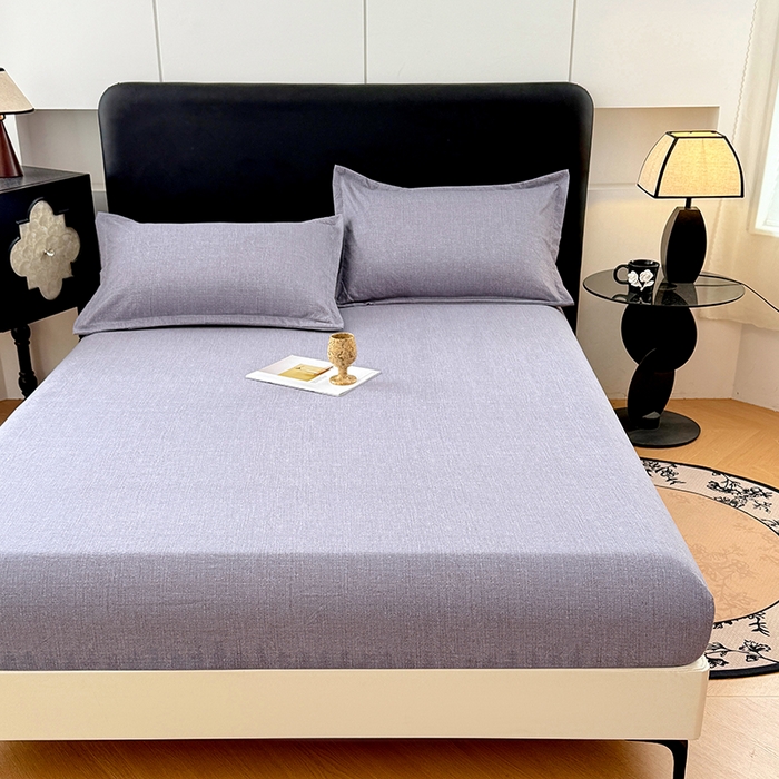 91家纺网 家纺一手货源 找家纺 梦舒羽 2025新款原麻床笠机洗家用防滑透气四季款床罩床垫床单保护套 冰雾灰