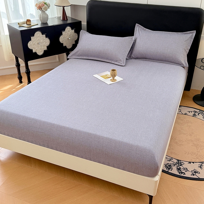 91家纺网 家纺一手货源 找家纺 梦舒羽 2025新款原麻床笠机洗家用防滑透气四季款床罩床垫床单保护套 冰雾灰