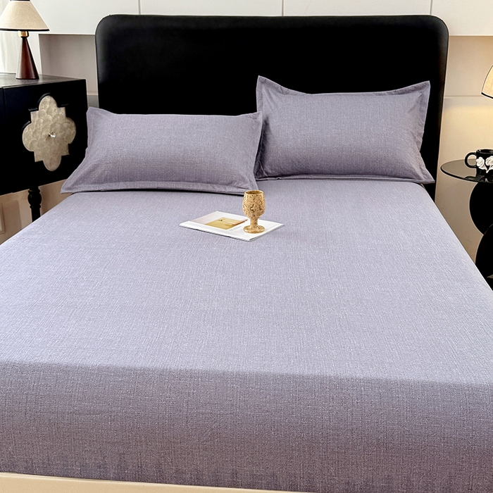 91家纺网 家纺一手货源 找家纺 梦舒羽 2025新款原麻床笠机洗家用防滑透气四季款床罩床垫床单保护套 冰雾灰
