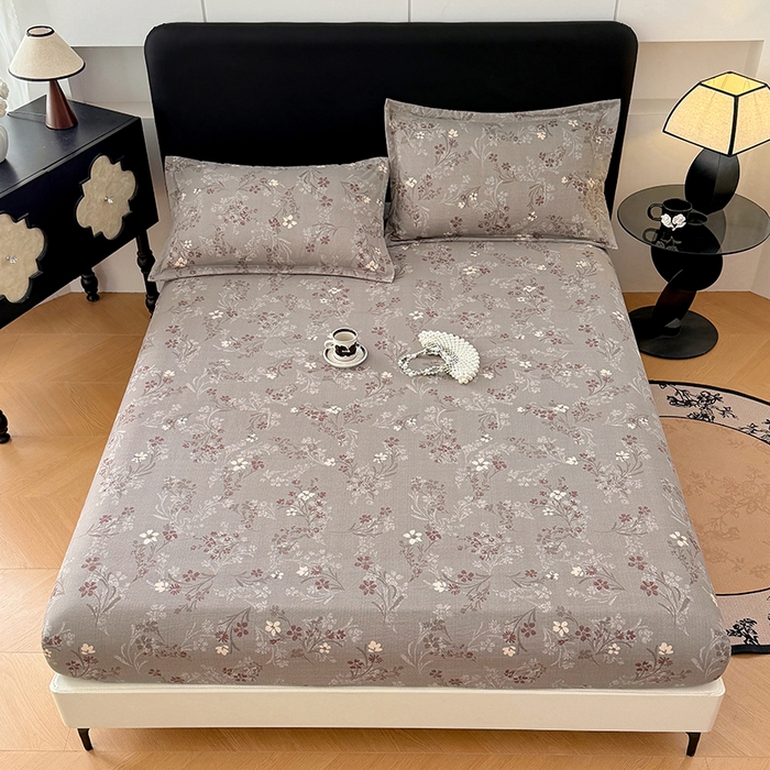 91家纺网 家纺一手货源 找家纺 梦舒羽 2025新款原麻床笠机洗家用防滑透气四季款床罩床垫床单保护套 山花浪漫