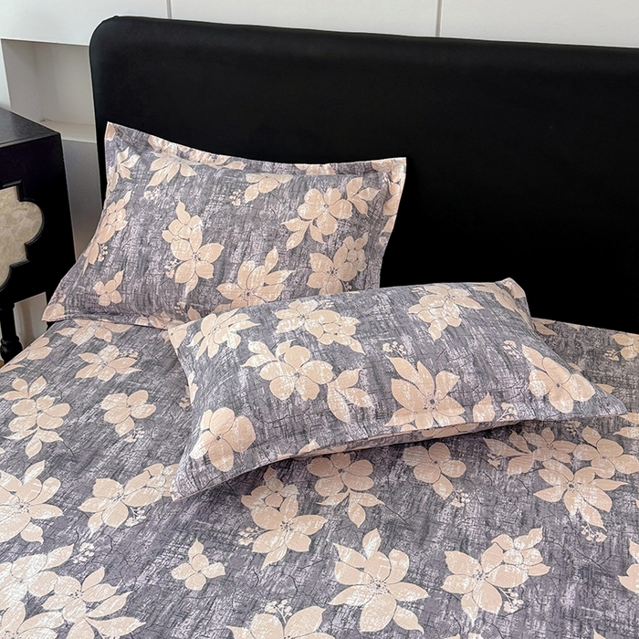 91家纺网 家纺一手货源 找家纺 梦舒羽 2025新款原麻床笠机洗家用防滑透气四季款床罩床垫床单保护套 陌上花开-咖