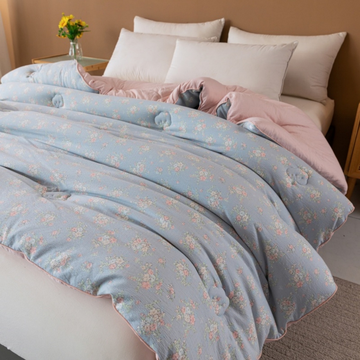 91家纺网 家纺一手货源 找家纺 梦镜家纺 2025新款A类云感双层纱冬被被子被芯买家秀 风轻寄语