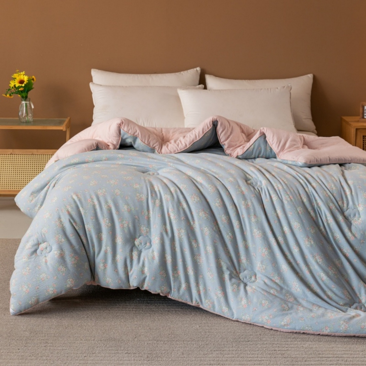 91家纺网 家纺一手货源 找家纺 梦镜家纺 2025新款A类云感双层纱冬被被子被芯买家秀 风轻寄语