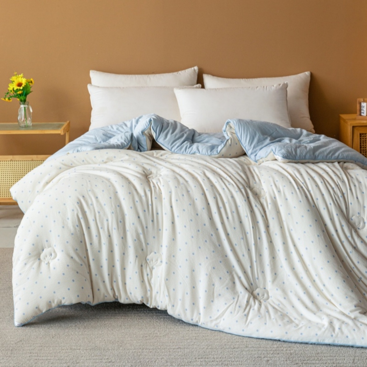 91家纺网 家纺一手货源 找家纺 梦镜家纺 2025新款A类云感双层纱冬被被子被芯买家秀 海盐汤圆