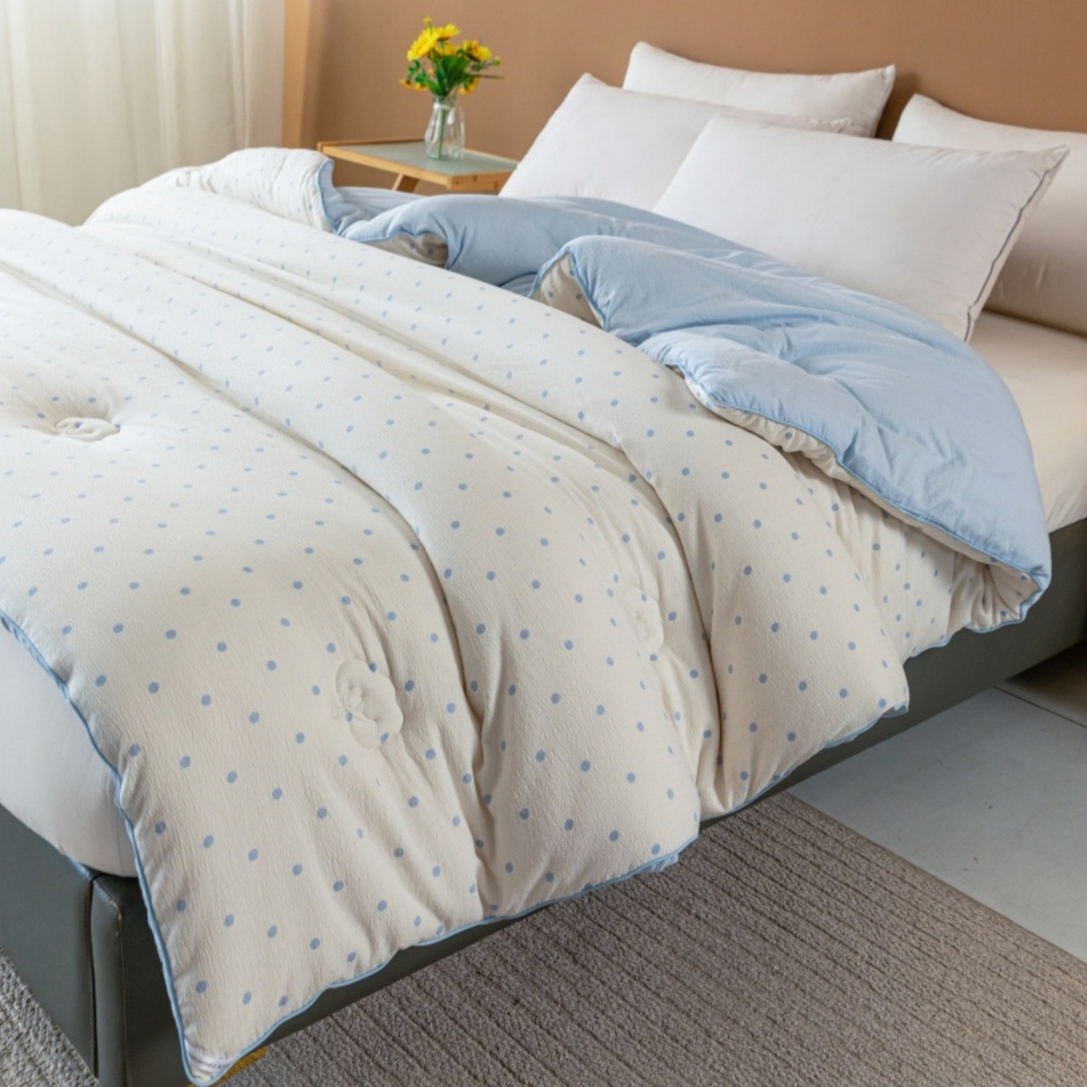 91家纺网 家纺一手货源 找家纺 梦镜家纺 2025新款A类云感双层纱冬被被子被芯买家秀 海盐汤圆