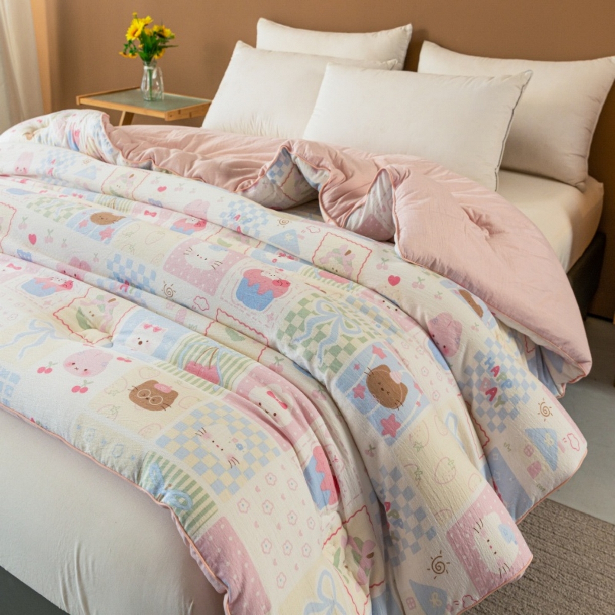 91家纺网 家纺一手货源 找家纺 梦镜家纺 2025新款A类云感双层纱冬被被子被芯买家秀 奶油块块