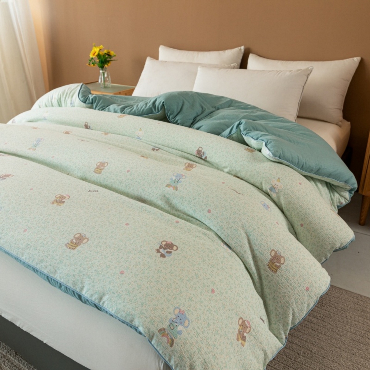 91家纺网 家纺一手货源 找家纺 梦镜家纺 2025新款A类云感双层纱冬被被子被芯买家秀 少女象