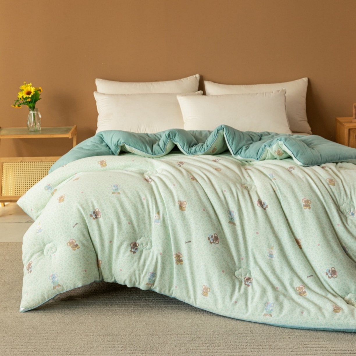 91家纺网 家纺一手货源 找家纺 梦镜家纺 2025新款A类云感双层纱冬被被子被芯买家秀 少女象