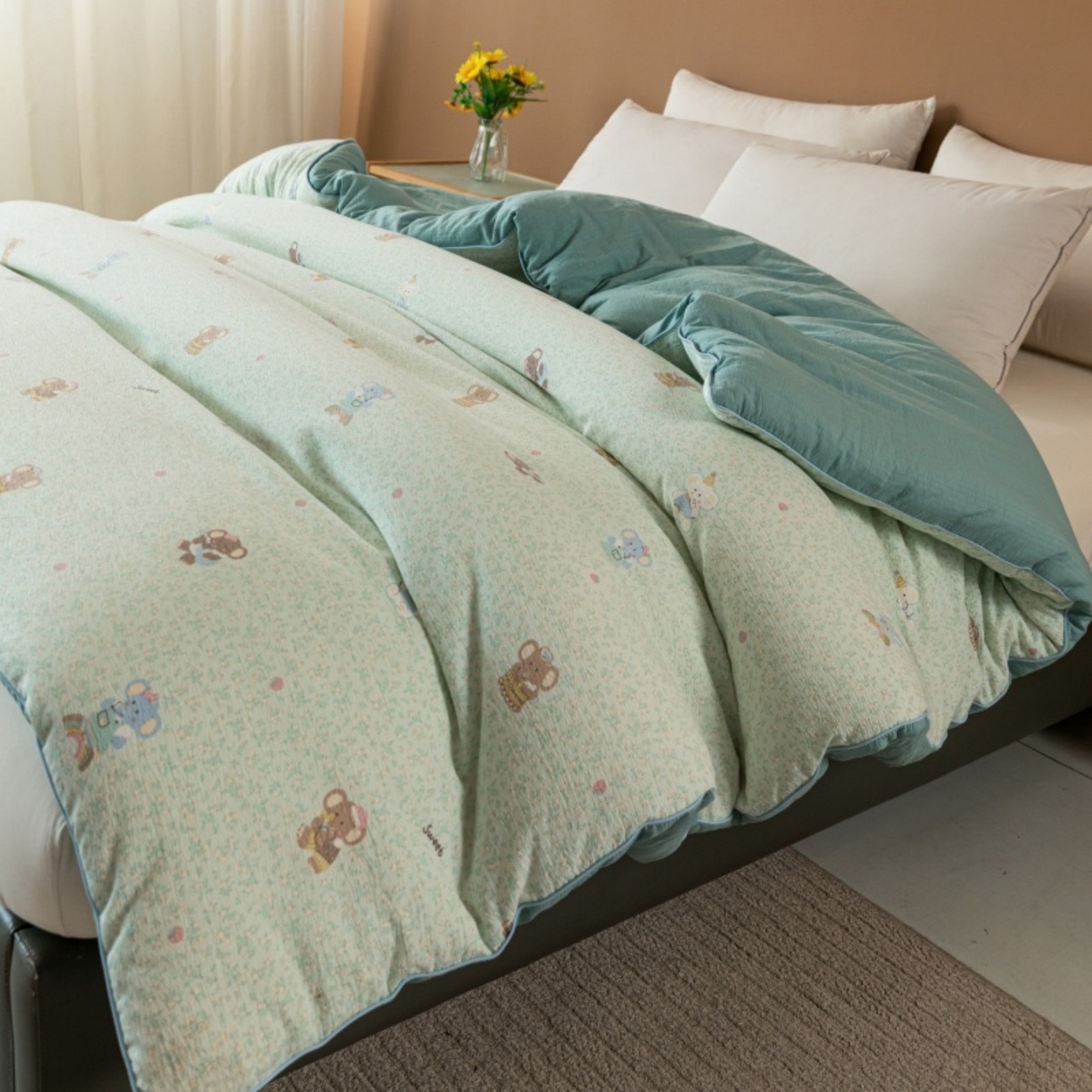 91家纺网 家纺一手货源 找家纺 梦镜家纺 2025新款A类云感双层纱冬被被子被芯买家秀 少女象