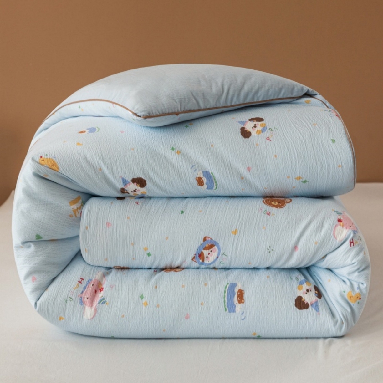 梦镜家纺 2025新款A类云感双层纱冬被被子被芯买家秀 生日宴会-蓝