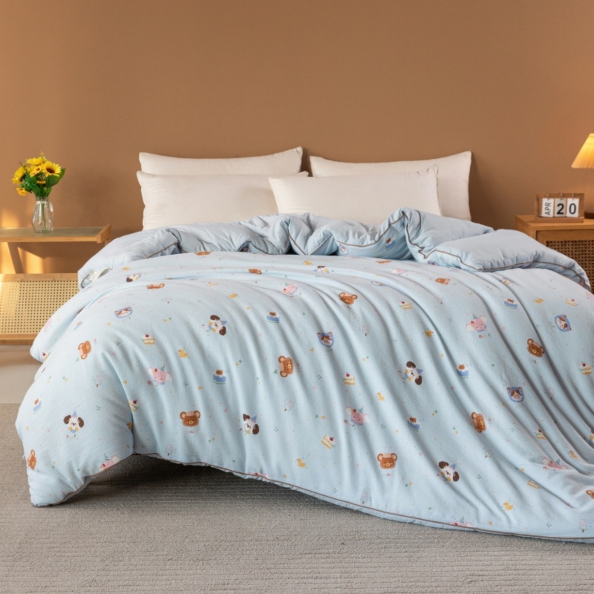 91家纺网 家纺一手货源 找家纺 梦镜家纺 2025新款A类云感双层纱冬被被子被芯买家秀 生日宴会-蓝