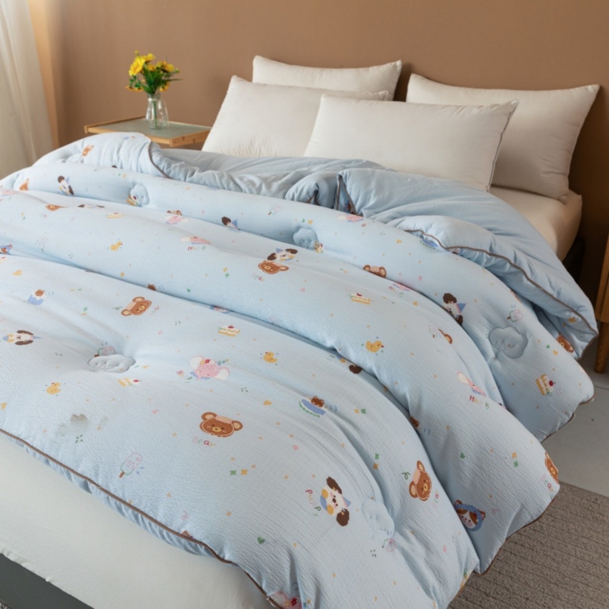 91家纺网 家纺一手货源 找家纺 梦镜家纺 2025新款A类云感双层纱冬被被子被芯买家秀 生日宴会-蓝